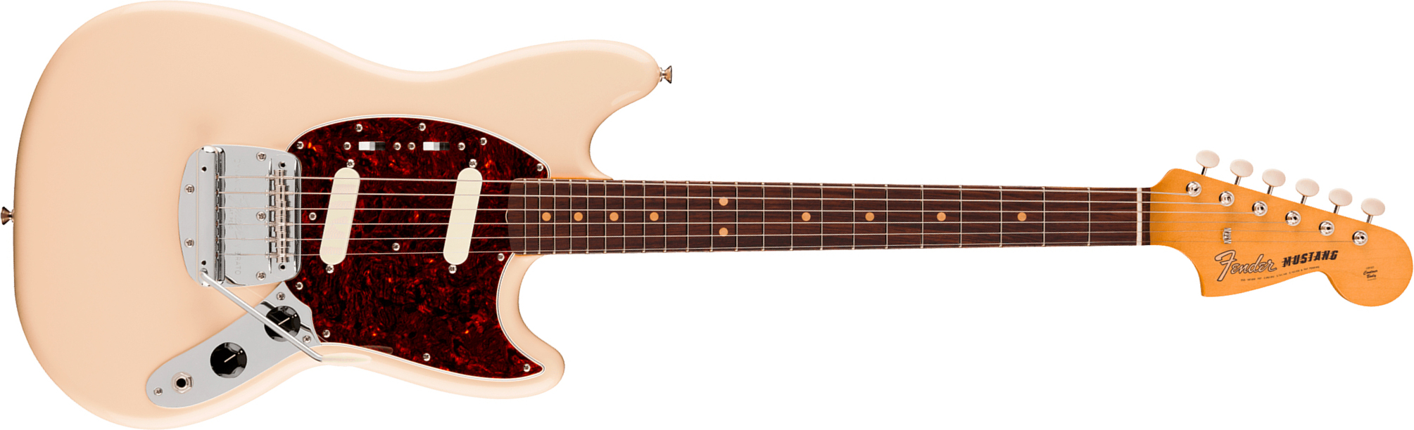 Fender Mustang Mid 60s Vintera 3 Mex Shsc 2s Trem Rw - Olympic White - Retro-rock elektrische gitaar - Main picture