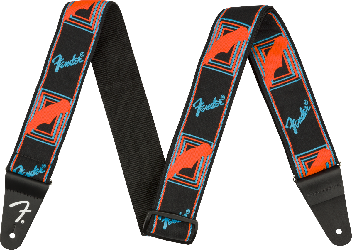 Fender Neon Monogrammed Guitar Strap Poly Blue/orange - Gitaarriem - Main picture