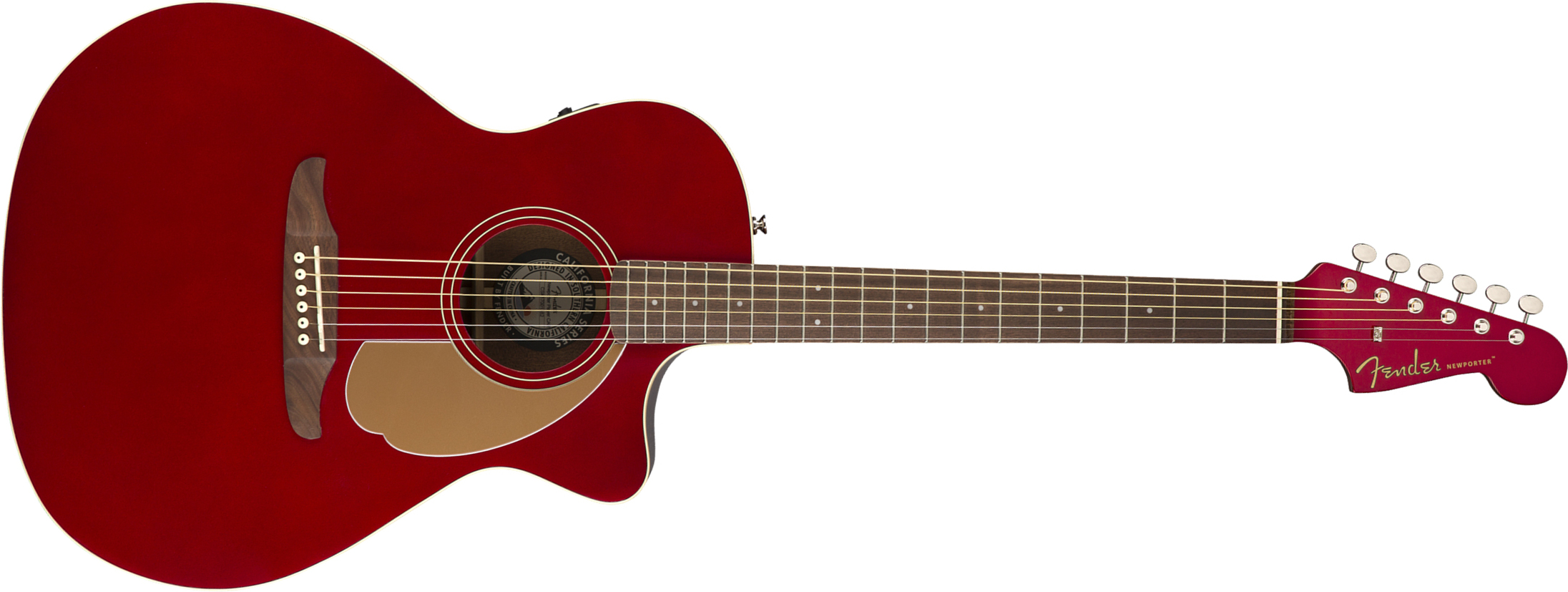 Fender Newporter Player Auditorium Cw Epicea Acajou Wal - Candy Apple Red - Elektro-akoestische gitaar - Main picture