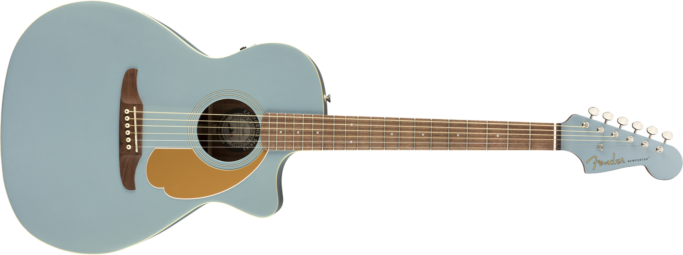 Fender Newporter Player Auditorium Cw Epicea Acajou Wal - Ice Blue Satin - Elektro-akoestische gitaar - Main picture