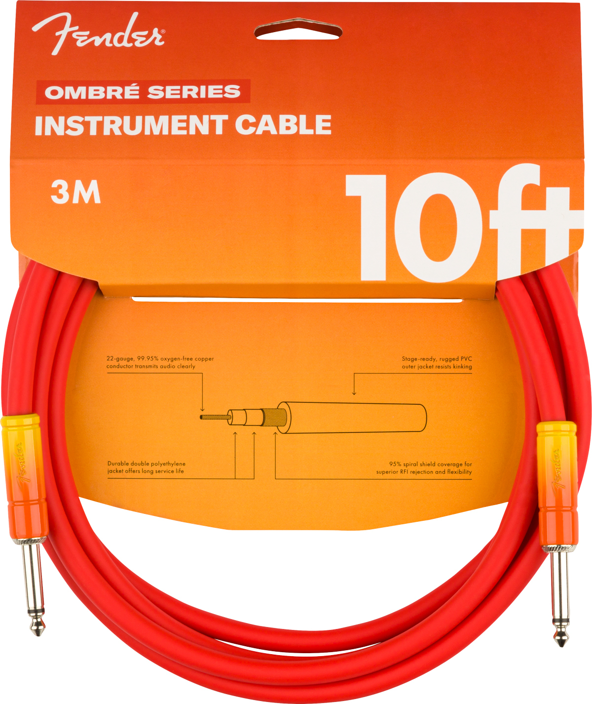 Fender Ombre Instrument Cable Droit Droit 10ft 3.05m Tequila Sunrise - Kabel - Main picture