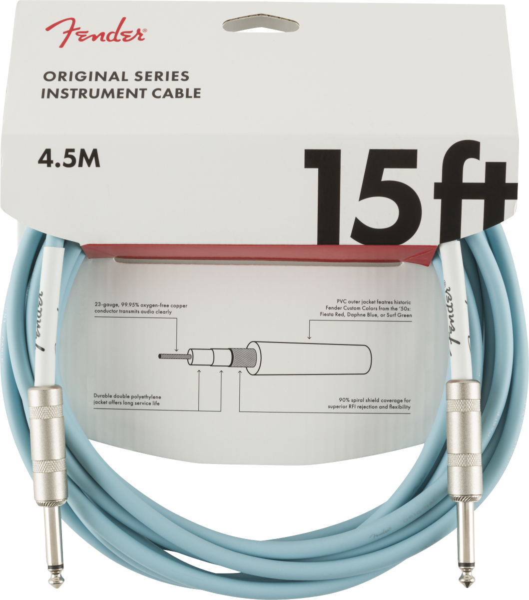 Fender Original Instrument Cable Droit/droit 15ft 4.6m Daphne Blue - Kabel - Main picture