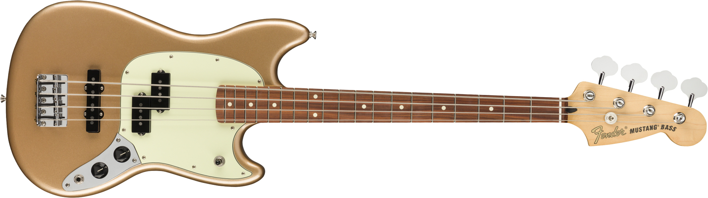 Fender Player Mustang Bass Mex Pf - Firemist Gold - Short scale elektrische bas - Main picture