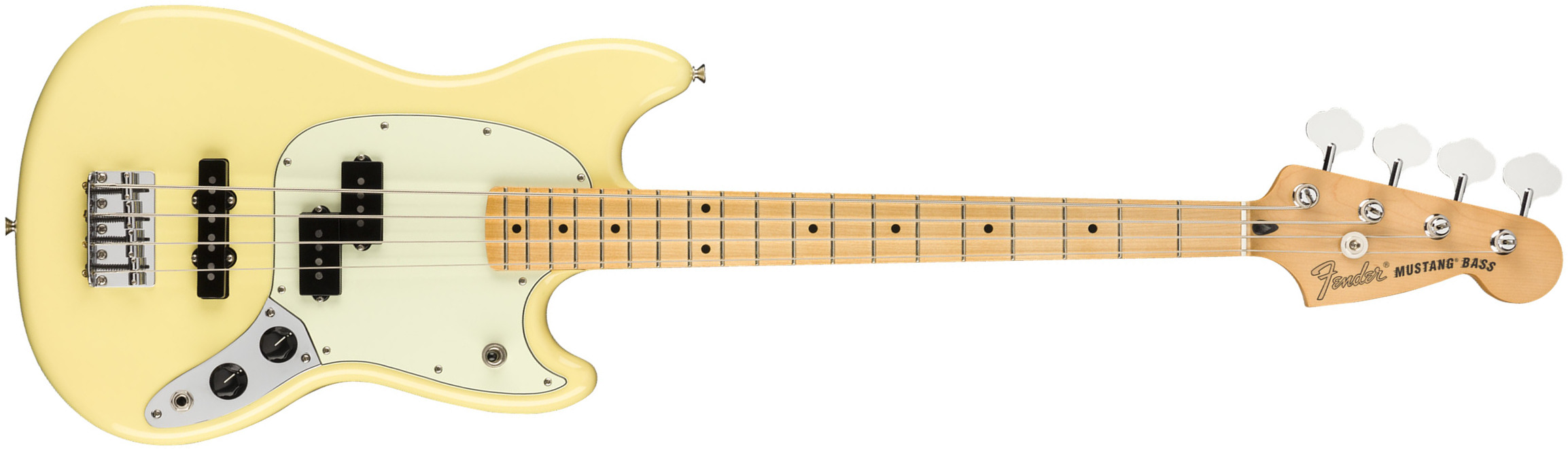 Fender Player Mustang Bass Pj Ltd Mex Mn - Canary - Solid body elektrische bas - Main picture