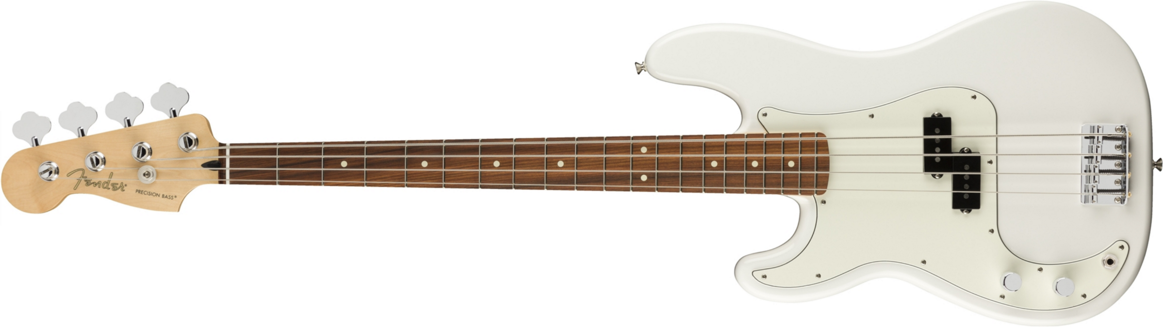Fender Precision Bass Player Lh Gaucher Mex Pf - Polar White - Solid body elektrische bas - Main picture
