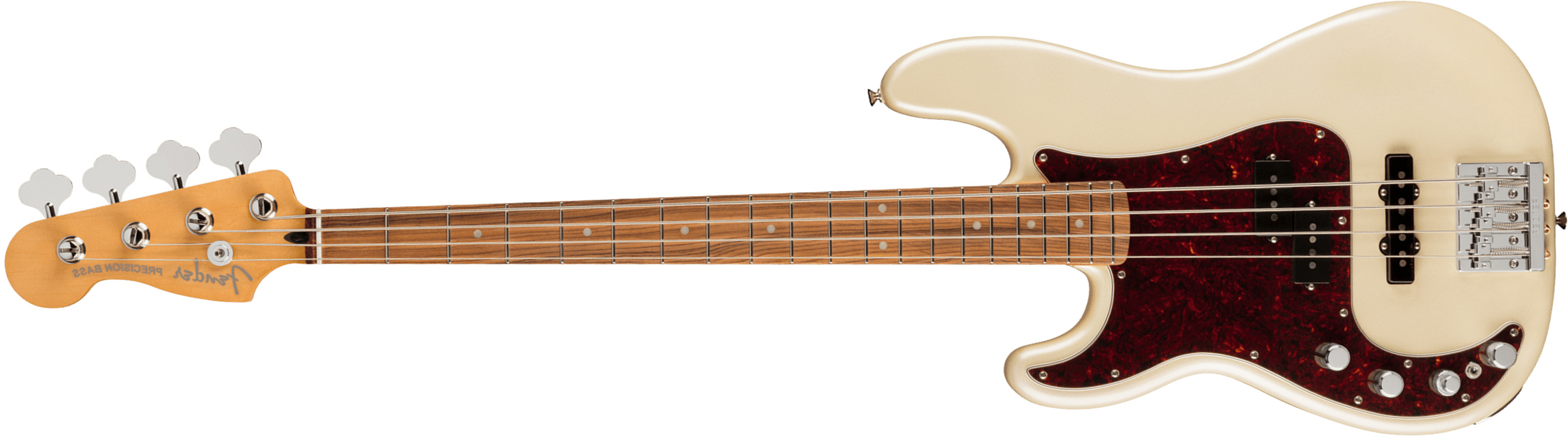 Fender Precision Bass Player Plus Gaucher Mex Active Pf - Olympic Pearl - Solid body elektrische bas - Main picture