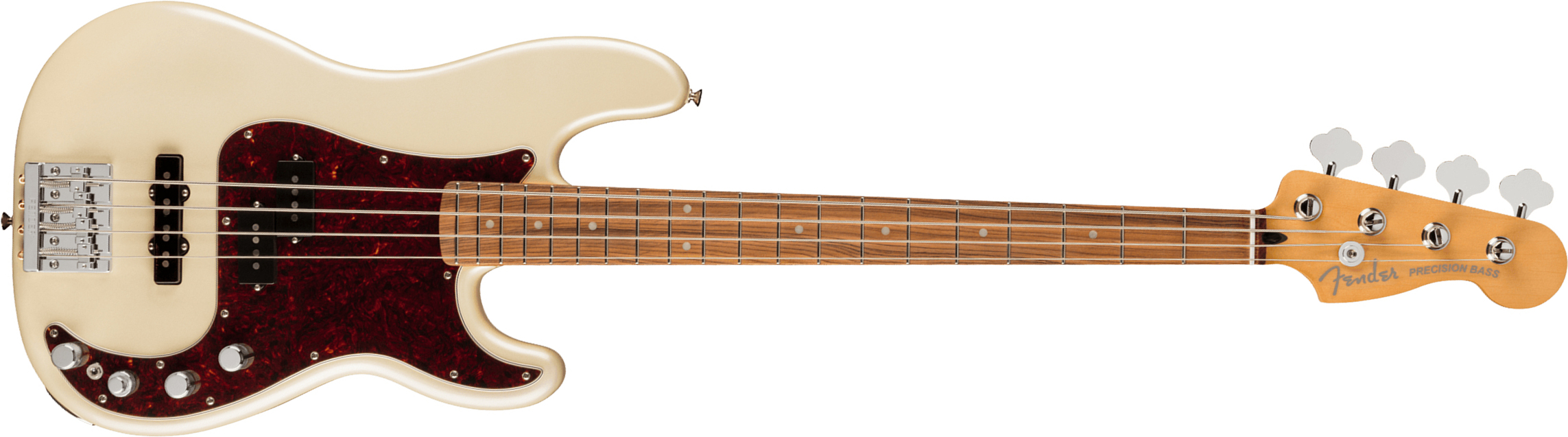 Fender Precision Bass Player Plus Mex Active Pf - Olympic Pearl - Solid body elektrische bas - Main picture