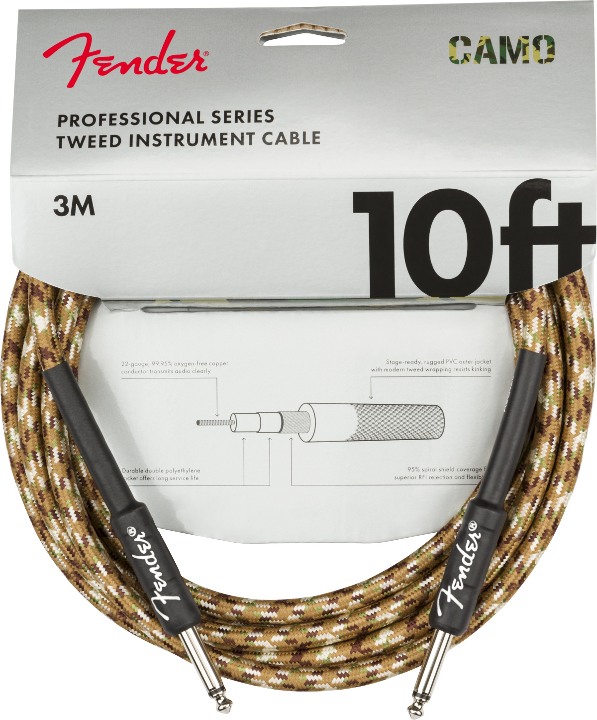 Fender Professional Series Instrument Cable Droit Droit 10ft 3m Desert Camo - Kabel - Main picture