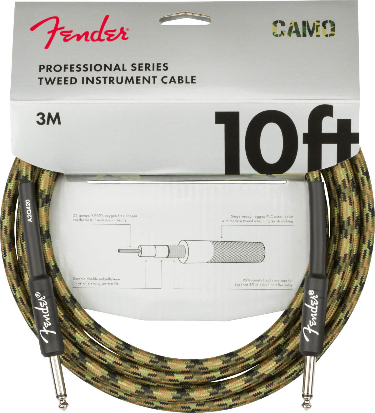 Fender Professional Series Instrument Cable Droit Droit 10ft 3m Woodland Camo - Kabel - Main picture