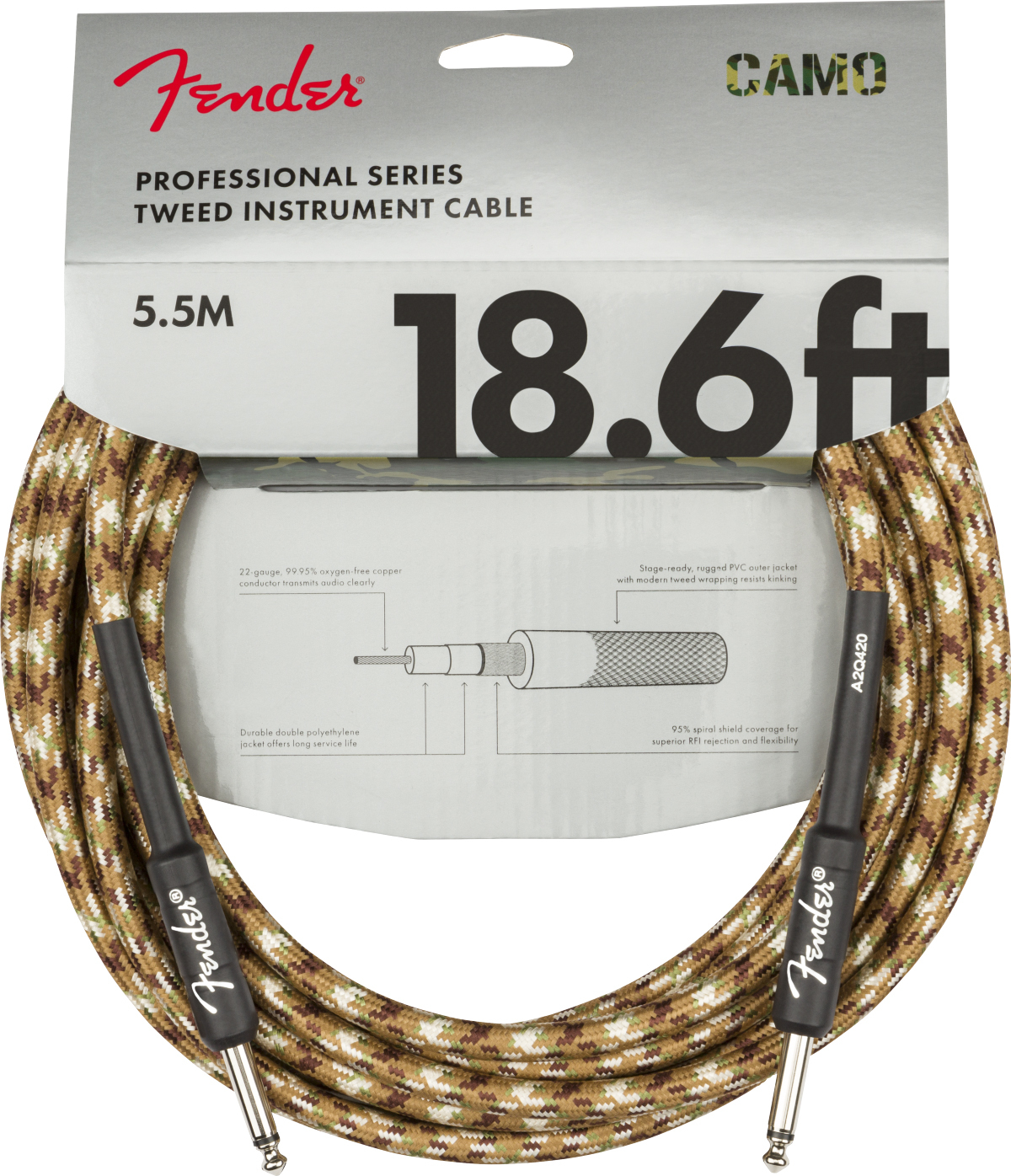 Fender Professional Series Instrument Cable Droit Droit 18.6ft 5.7m Desert Camo - Kabel - Main picture