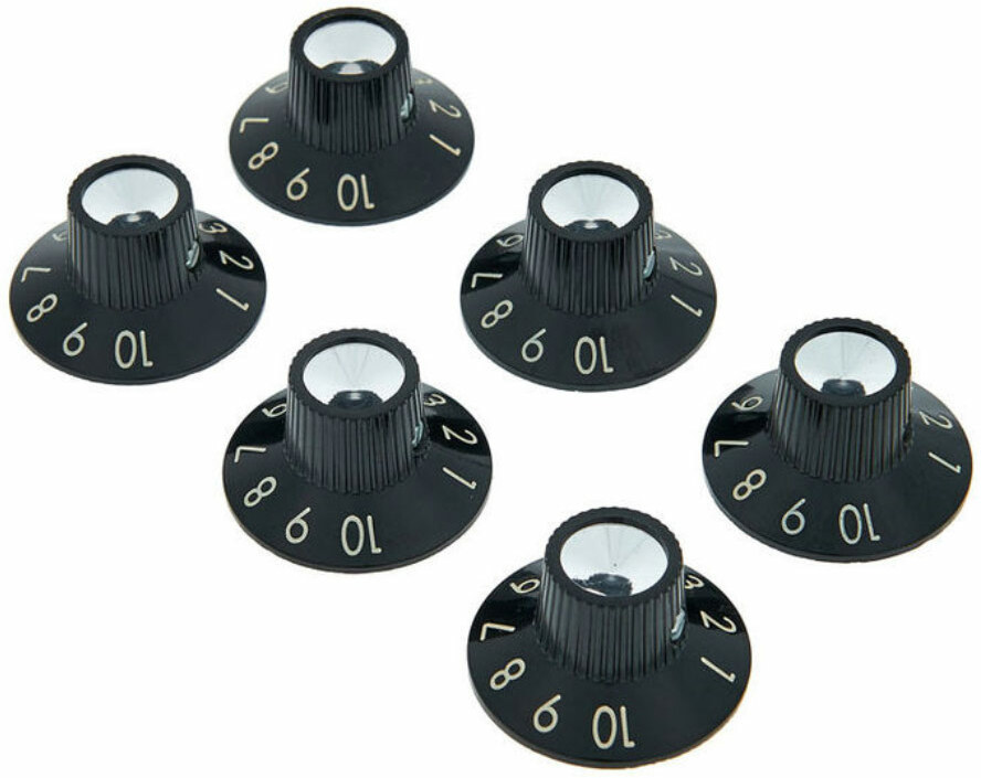 Fender Pure Vintage Black-silver Skirted Amplifier Knobs X6 - Knop voor versterker - Main picture