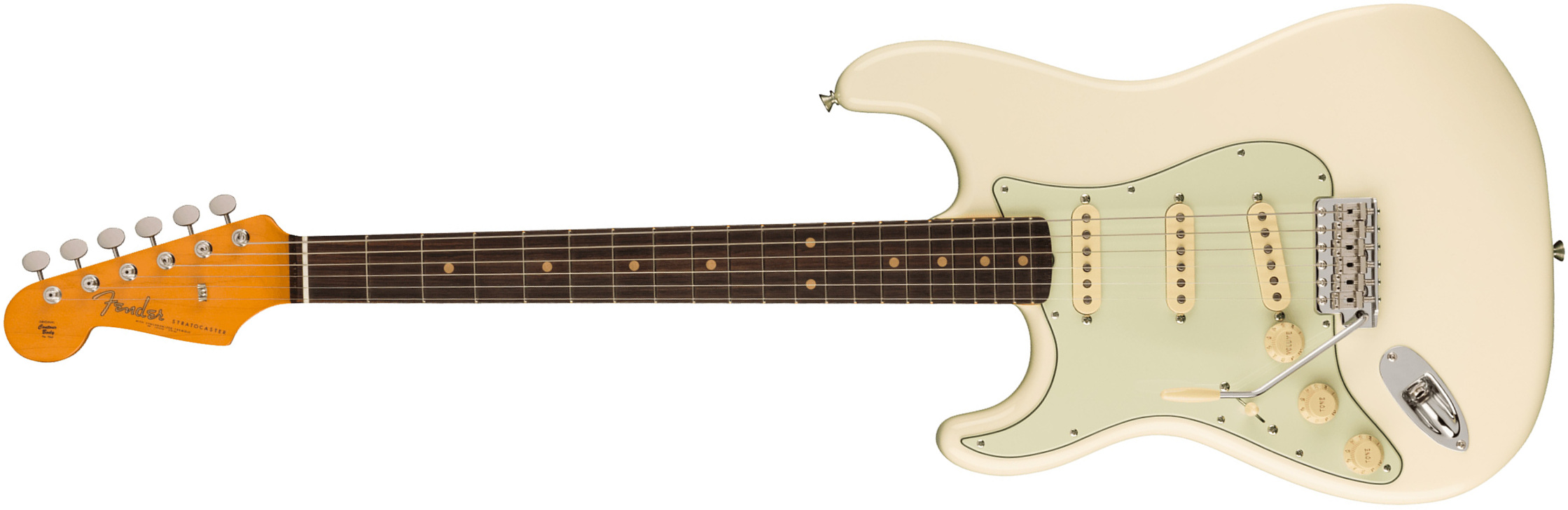 Fender Strat 1961 American Vintage Ii Lh Gaucher Usa 3s Trem Rw - Olympic White - Linkshandige elektrische gitaar - Main picture