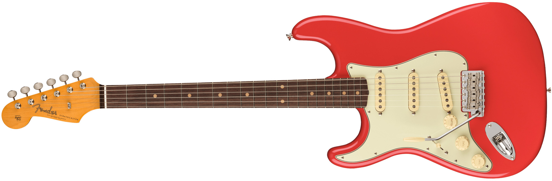 Fender Strat 1961 American Vintage Ii Lh Gaucher Usa 3s Trem Rw - Fiesta Red - Linkshandige elektrische gitaar - Main picture