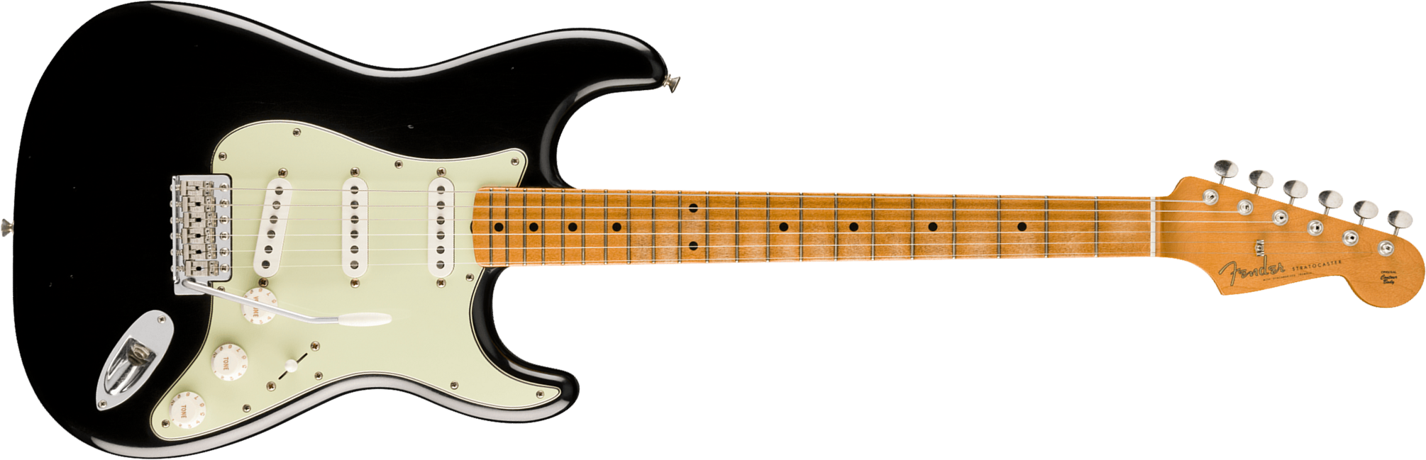 Fender Strat 60s Road Worn Vintera 2 Ltd Mex 3s Trem Mn - Black - Elektrische gitaar in Strat vorm - Main picture