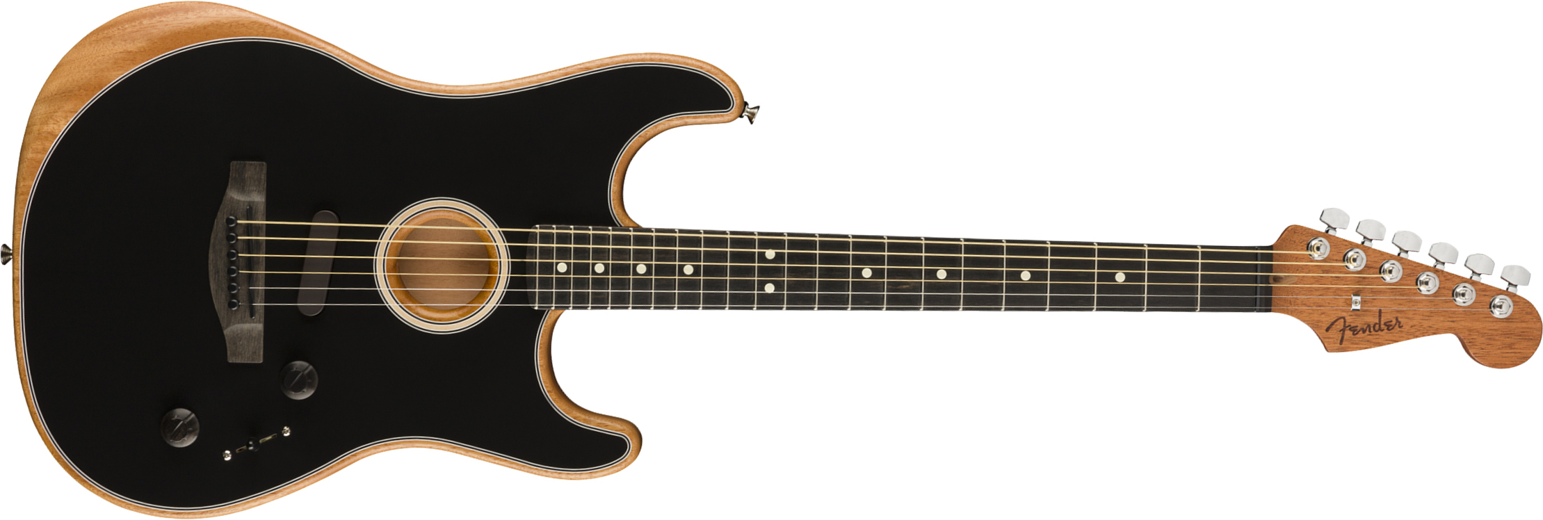 Fender Strat American Acoustasonic Usa Eb - Black - Elektro-akoestische gitaar - Main picture