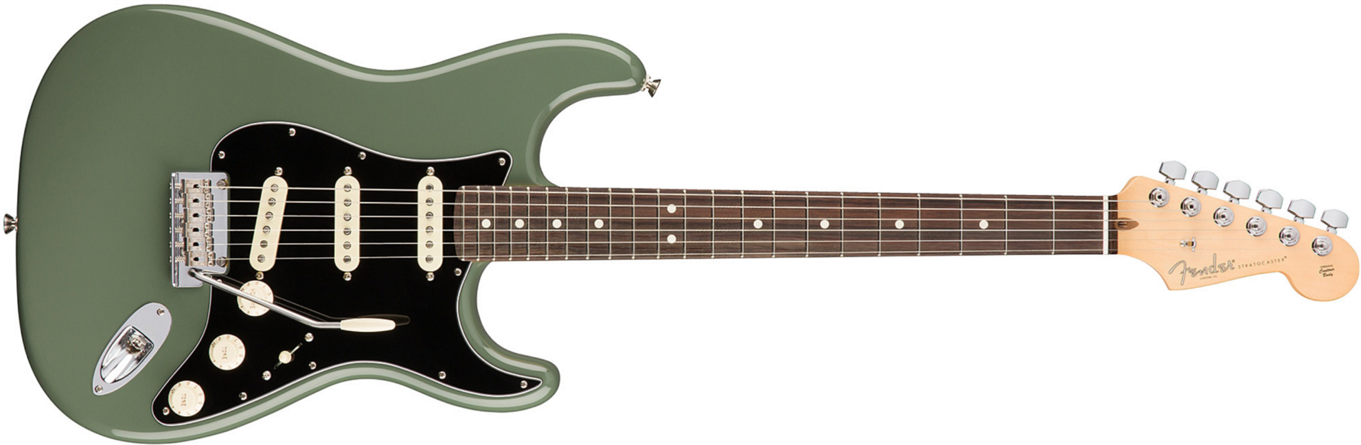 Fender Strat American Professional 2017 3s Usa Rw - Antique Olive - Elektrische gitaar in Str-vorm - Main picture