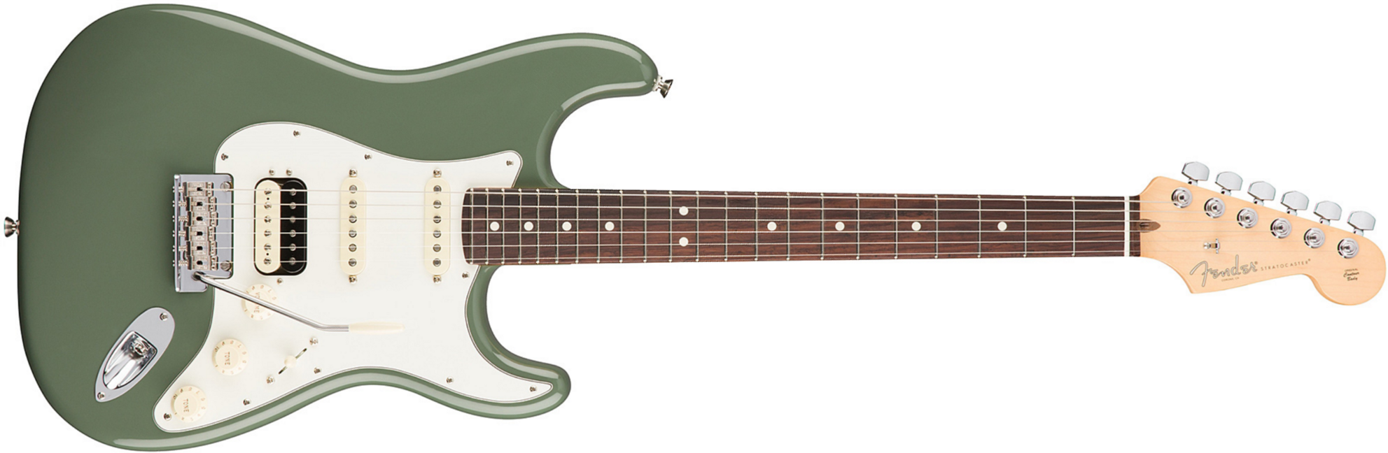 Fender Strat Hss Shawbucker American Professional Usa Rw - Antique Olive - 12-snarige elektrische gitaar - Main picture