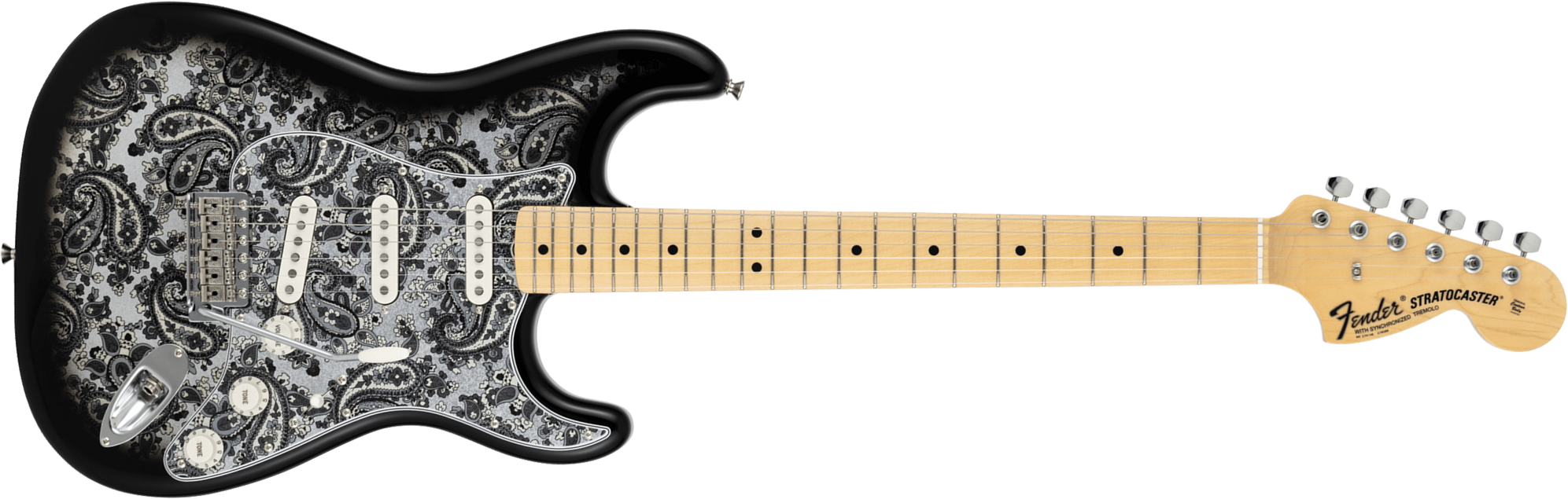 Fender Strat Ltd Jap 3s Trem Mn - Black Paisley - Elektrische gitaar in Strat vorm - Main picture