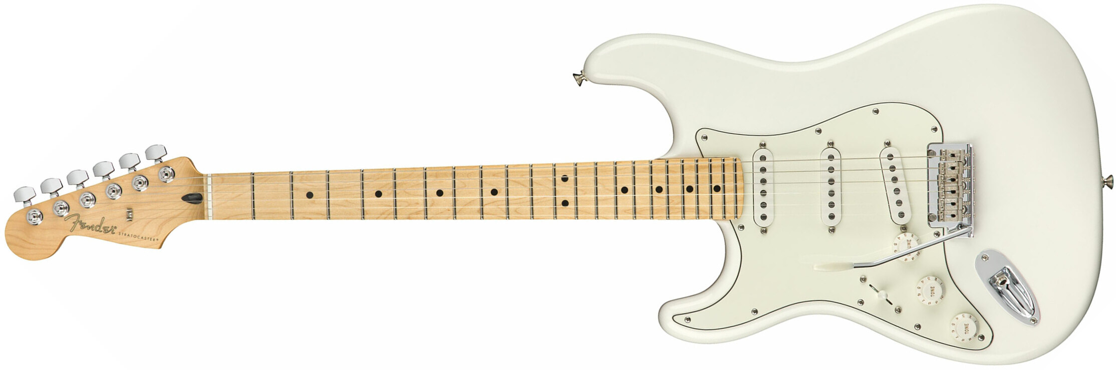 Fender Strat Player Lh Gaucher Mex Sss Mn - Polar White - Linkshandige elektrische gitaar - Main picture