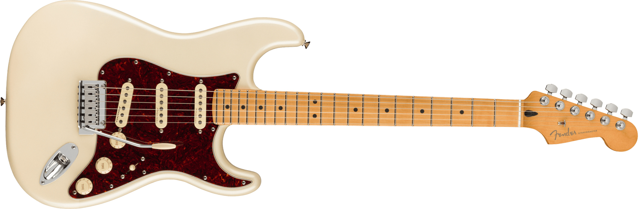 Fender Strat Player Plus Mex 3s Trem Mn - Olympic Pearl - Elektrische gitaar in Str-vorm - Main picture