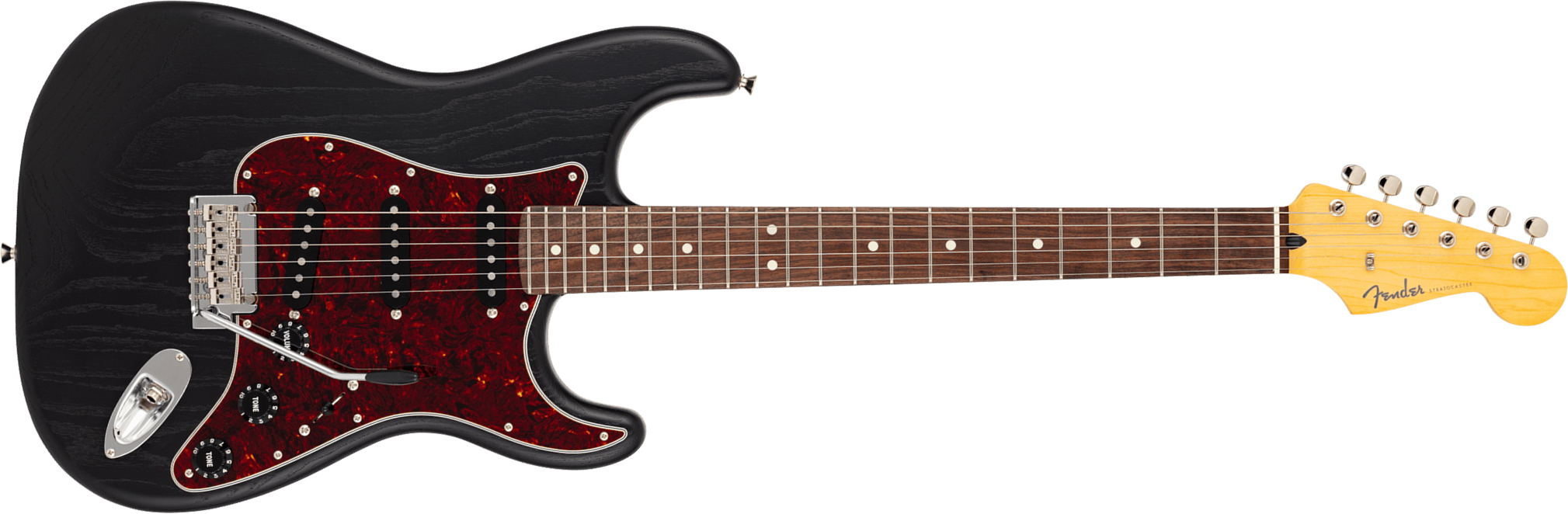 Fender Strat Raw Ash Mij Ltd Jap 3s Trem Rw - Black - Elektrische gitaar in Strat vorm - Main picture