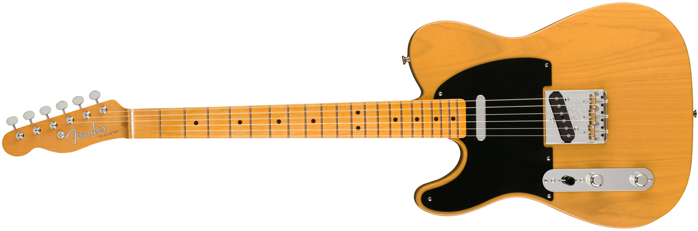 Fender Tele 1951 American Vintage Ii Lh Gaucher 2s Ht Mn - Butterscotch Blonde - Linkshandige elektrische gitaar - Main picture