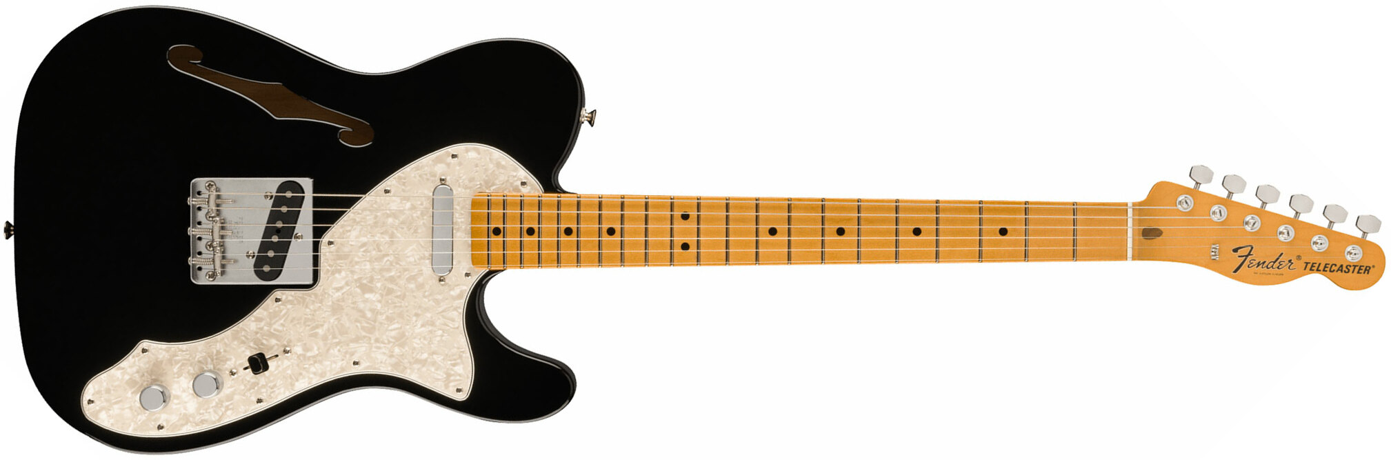 Fender Tele 60s Thinline Vintera 2 Mex 2s Ht Mn - Black - Semi hollow elektriche gitaar - Main picture