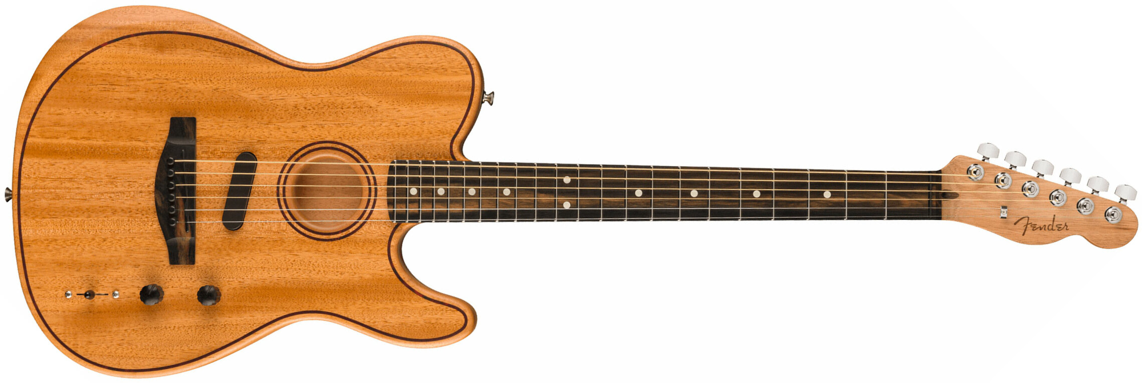 Fender Tele American Acoustasonic All Mahogany Usa Tout Acajou Eb - Natural - Elektro-akoestische gitaar - Main picture