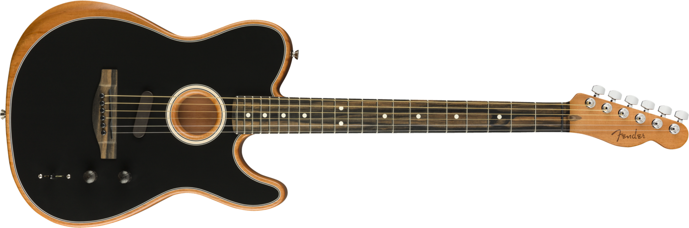 Fender Tele American Acoustasonic Usa Eb - Black - Elektro-akoestische gitaar - Main picture