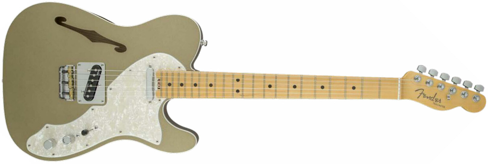 Fender Tele Thinline American Elite Usa 2017 2s Mn - Champagne - Semi hollow elektriche gitaar - Main picture
