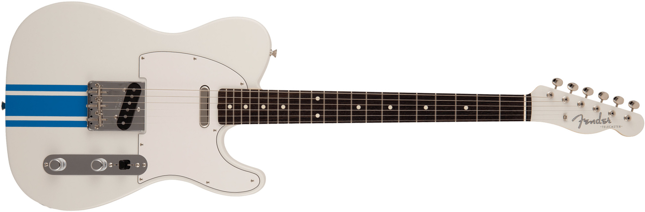 Fender Tele Traditional 60s Mij Jap 2s Ht Rw - Olympic White W/ Blue Competition Stripe - Televorm elektrische gitaar - Main picture