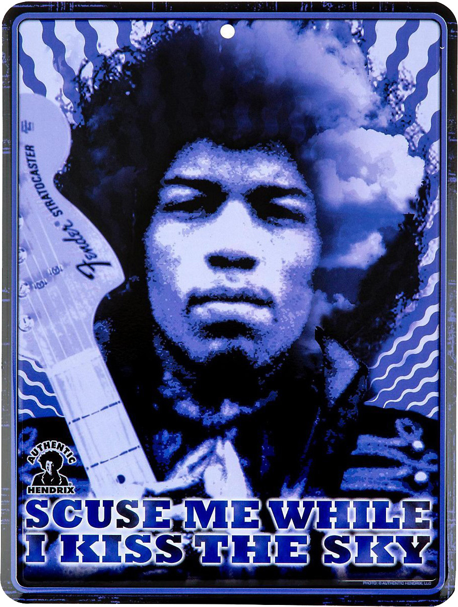 Fender Tin Sign Jimi Hendrix Kiss The Sky - Reclameplaat - Main picture