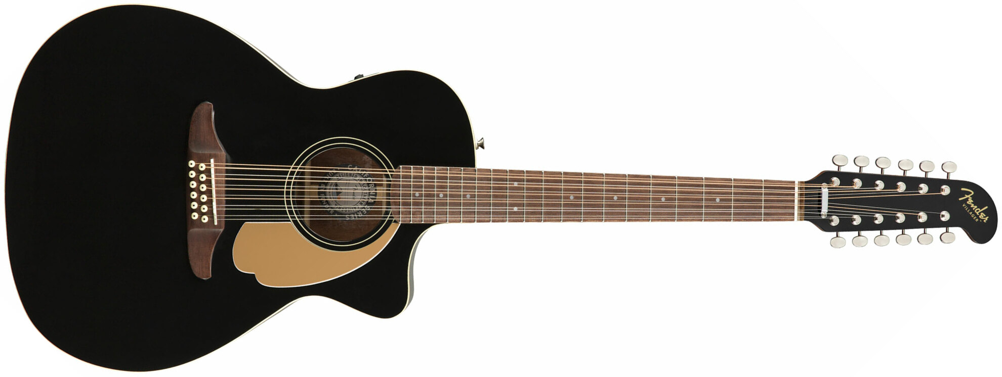 Fender Villager 12-string Dreadnought Cw 12c Epicea Acajou Wal - Black - Elektro-akoestische gitaar - Main picture