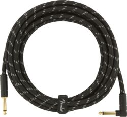 Deluxe Instrument Cable, 15ft, Straight/Angle - Black Tweed