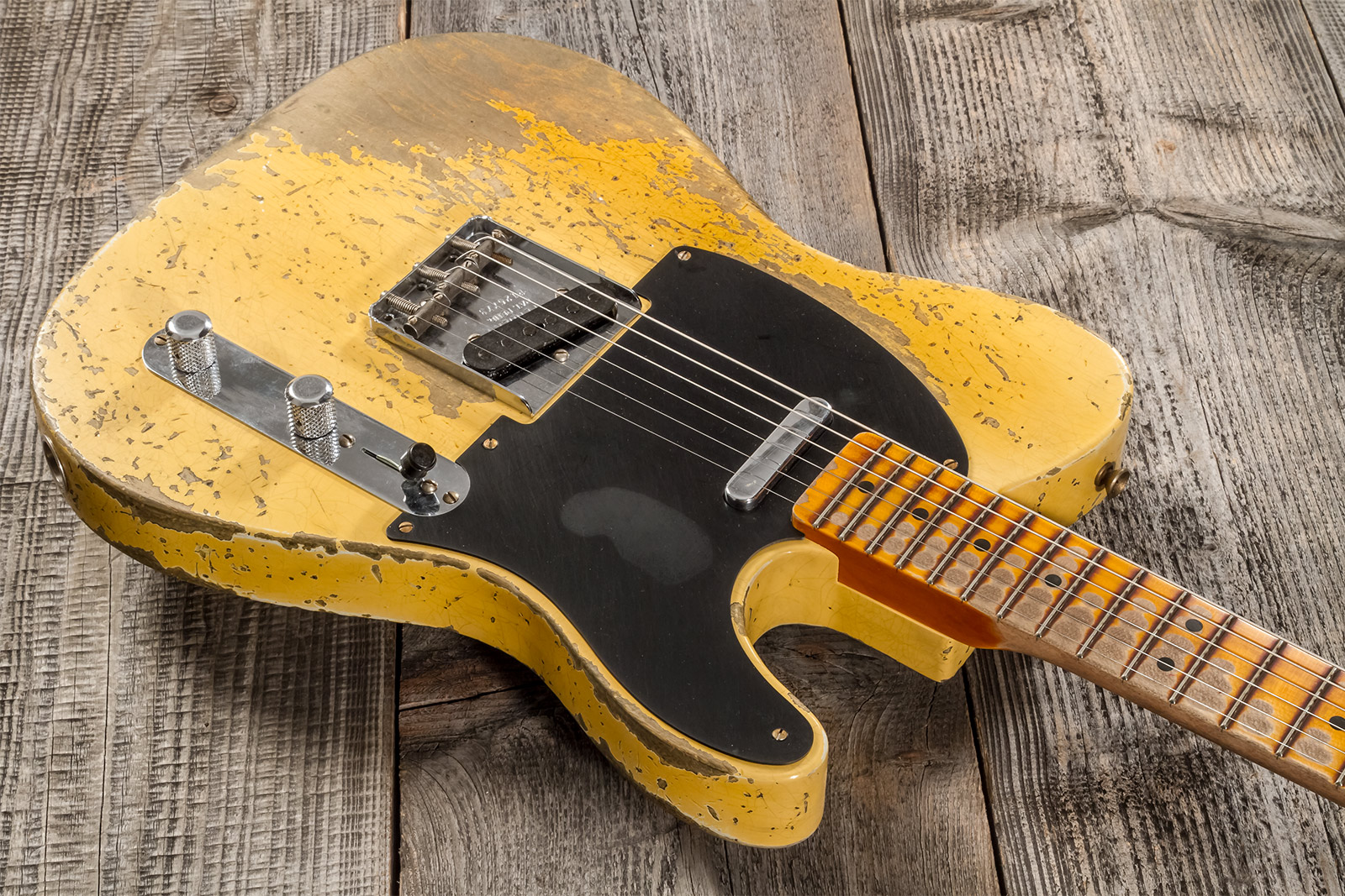 Fender Custom Shop Double Esquire/tele 1950 2s Ht Mn #r126773 - Super Heavy Relic Aged Nocaster Blonde - Televorm elektrische gitaar - Variation 2