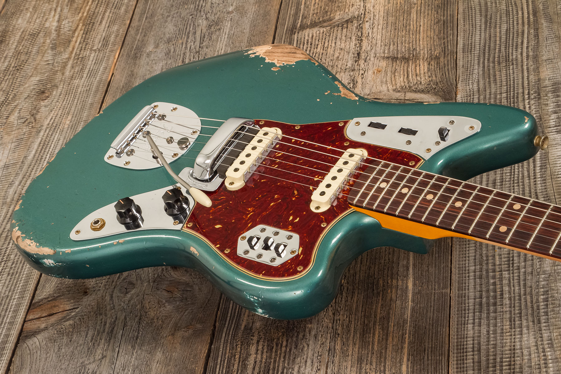 Fender Custom Shop Jaguar 1962 Shsc 2s Trem Rw #r138212 - Heavy Relic Sherwood Green Metallic - Retro-rock elektrische gitaar - Variation 2
