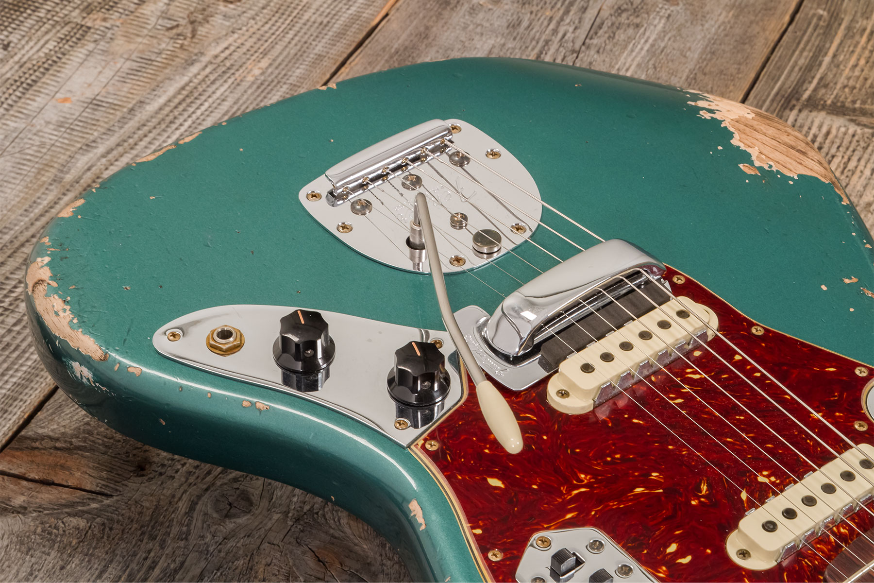 Fender Custom Shop Jaguar 1962 Shsc 2s Trem Rw #r138212 - Heavy Relic Sherwood Green Metallic - Retro-rock elektrische gitaar - Variation 3