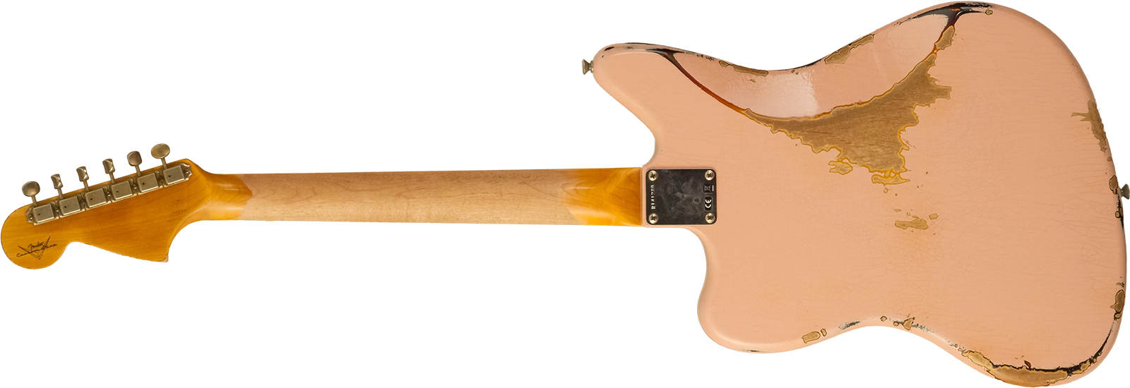 Fender Custom Shop Jaguar 1962 Shsc 2s Trem Rw #r141280 - Heavy Relic Shell Pink O. 3-color Sunburst - Retro-rock elektrische gitaar - Variation 1