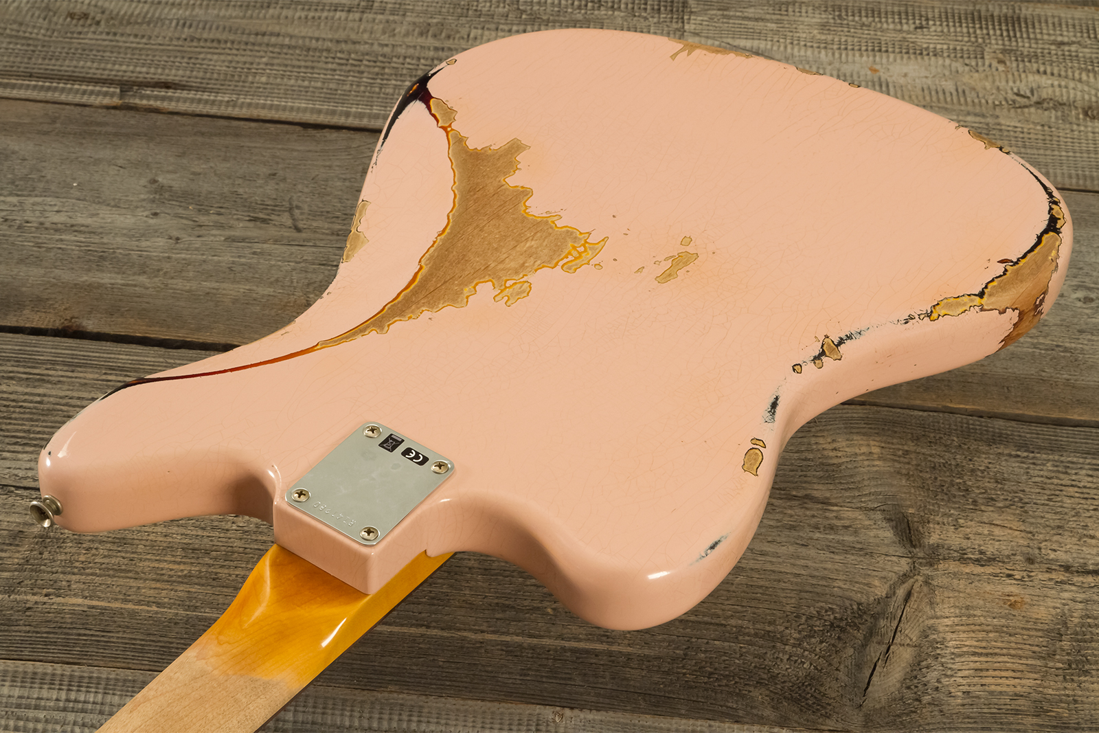 Fender Custom Shop Jaguar 1962 Shsc 2s Trem Rw #r141280 - Heavy Relic Shell Pink O. 3-color Sunburst - Retro-rock elektrische gitaar - Variation 8