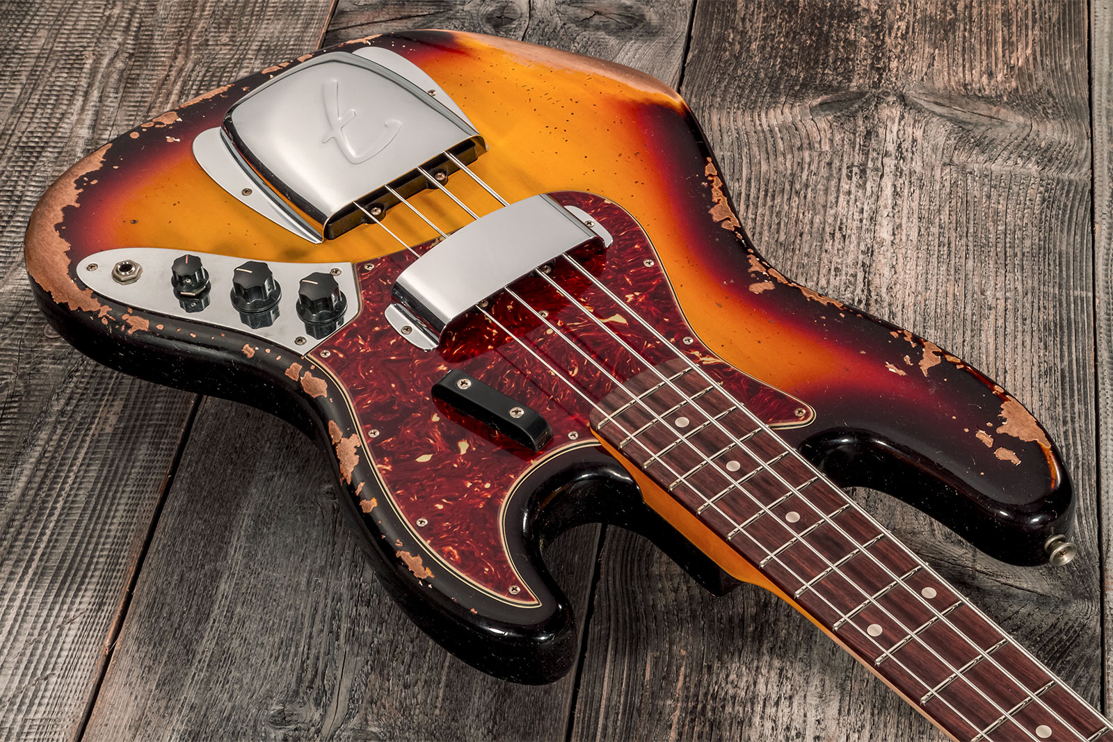 Fender Custom Shop Jazz Bass 1961 Rw #cz572155 - Heavy Relic 3-color Sunburst - Solid body elektrische bas - Variation 2