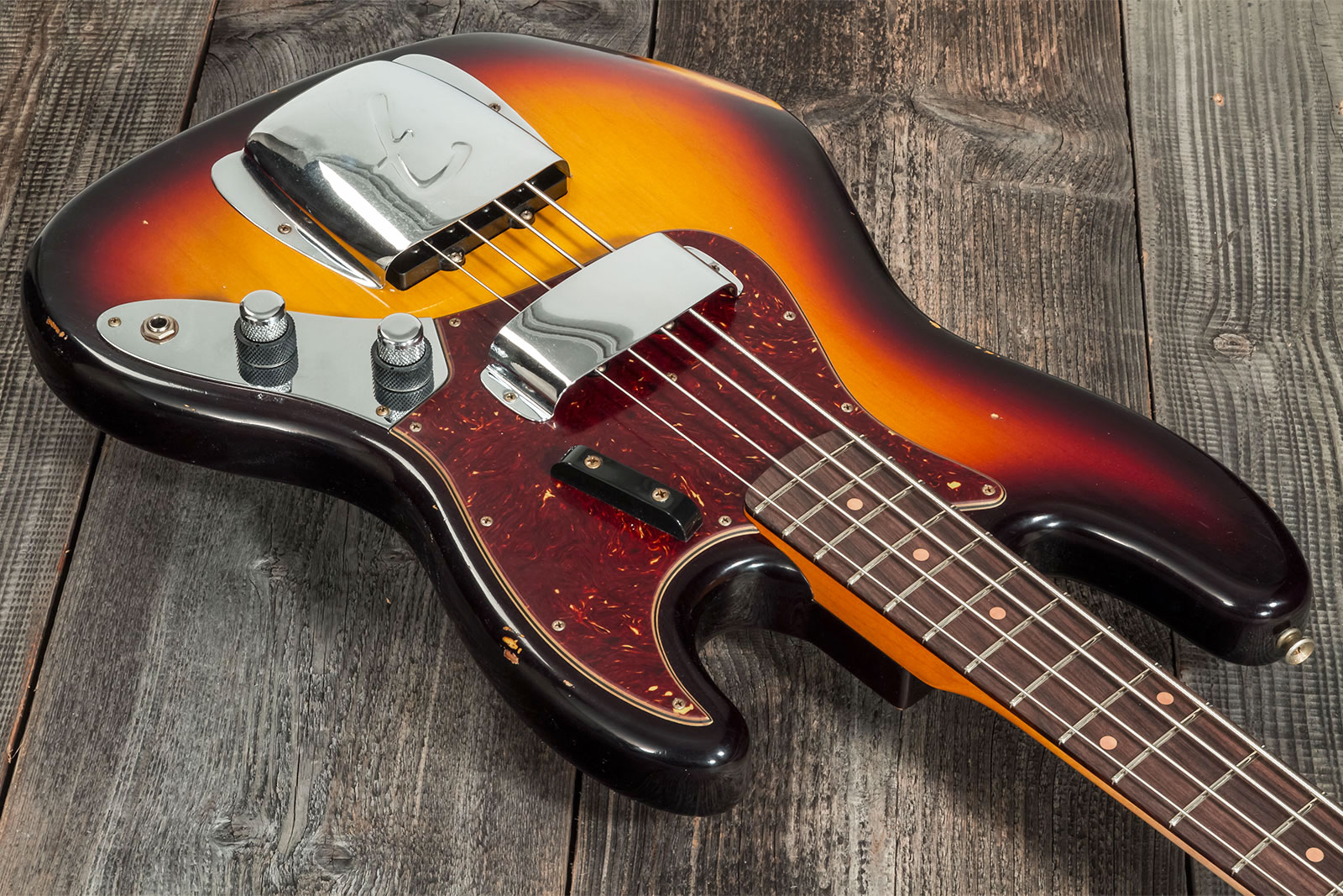Fender Custom Shop  Jazz Bass 1962 Rw #cz569015 - Relic 3-color Sunburst - Solid body elektrische bas - Variation 2