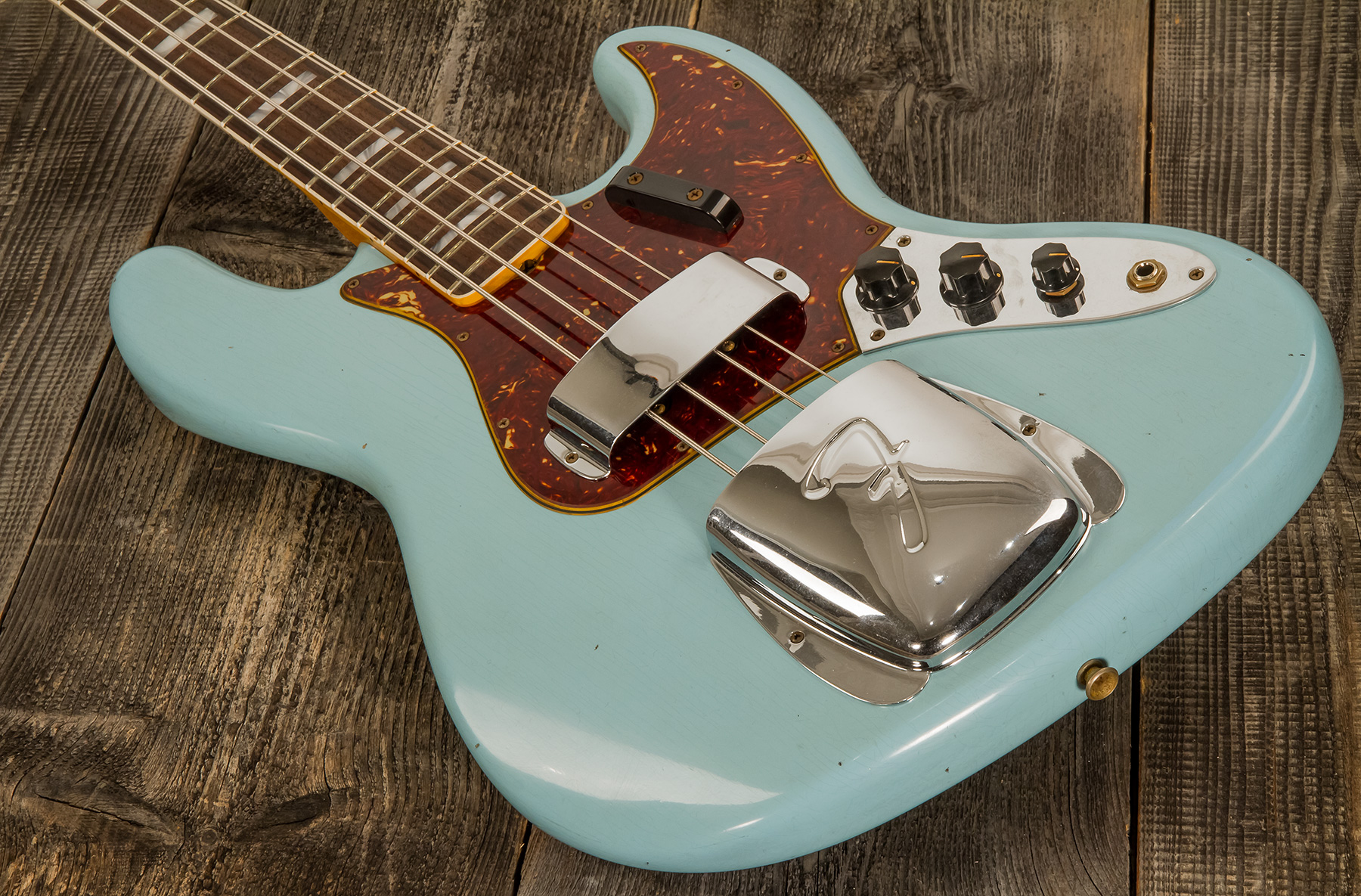 Fender Custom Shop Jazz Bass 1966 Rw #cz553892 - Journeyman Relic Daphne Blue - Solid body elektrische bas - Variation 3