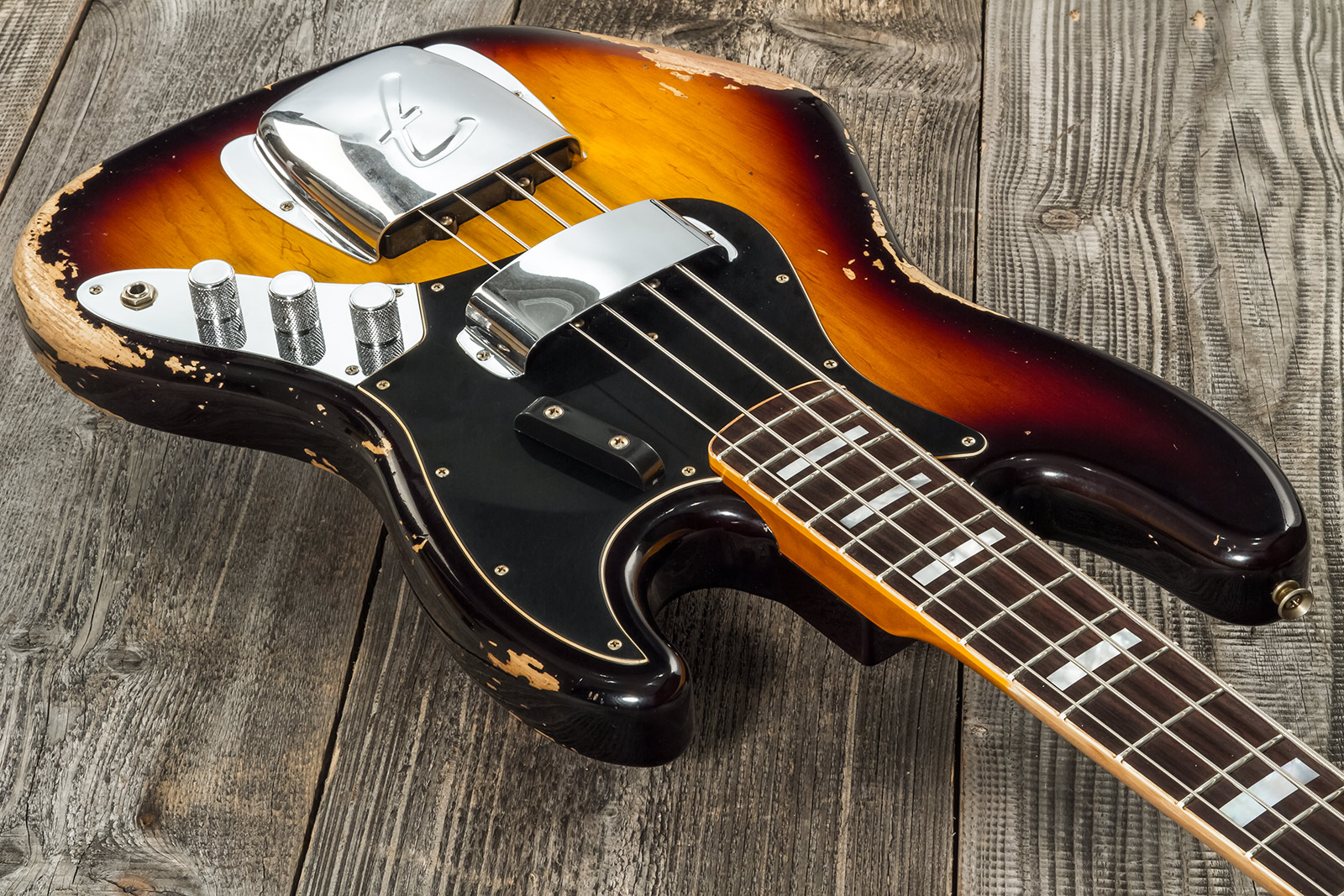 Fender Custom Shop Jazz Bass Custom Rw #cz575919 - Heavy Relic 3-color Sunburst - Solid body elektrische bas - Variation 3