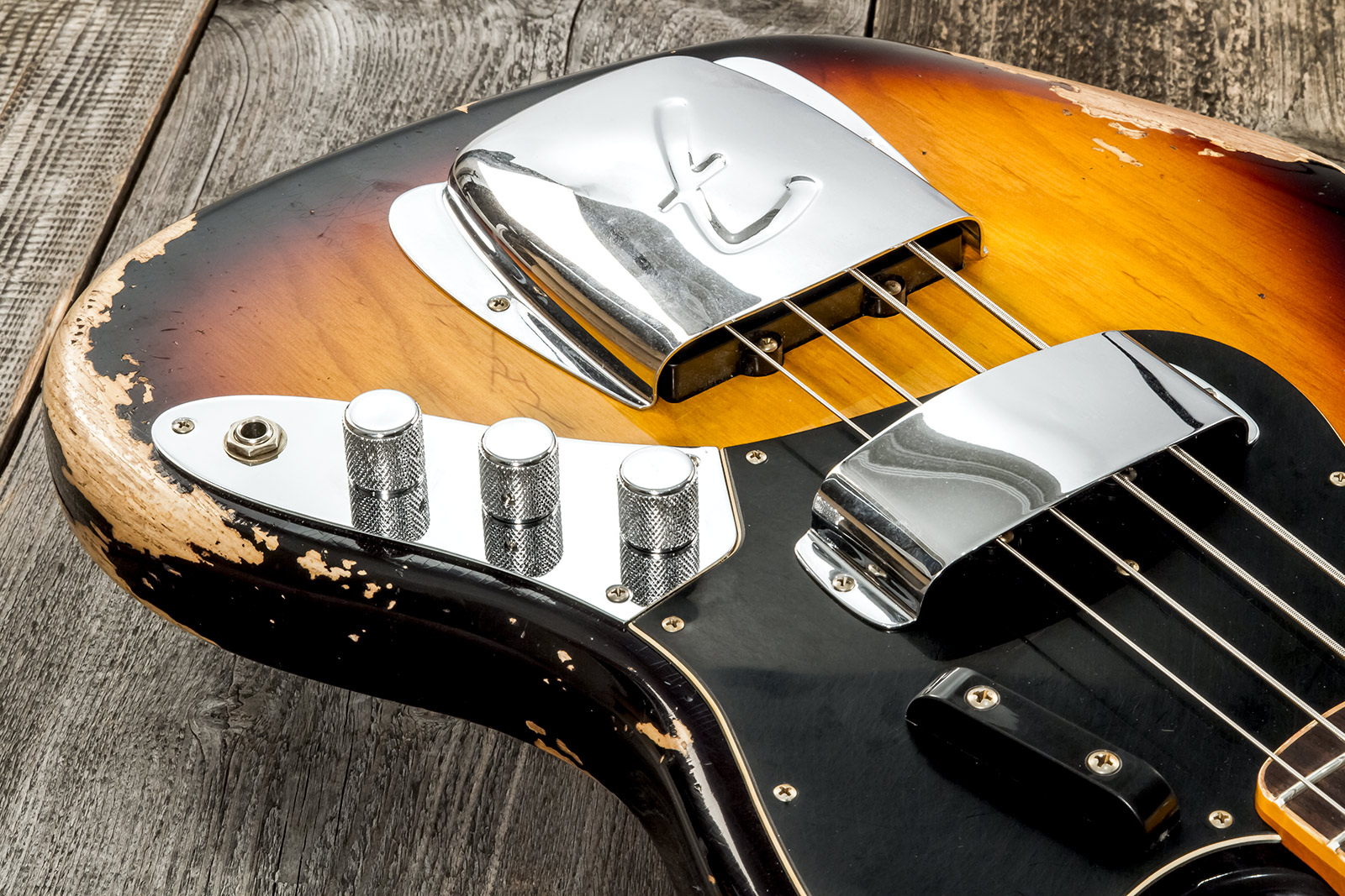 Fender Custom Shop Jazz Bass Custom Rw #cz575919 - Heavy Relic 3-color Sunburst - Solid body elektrische bas - Variation 5