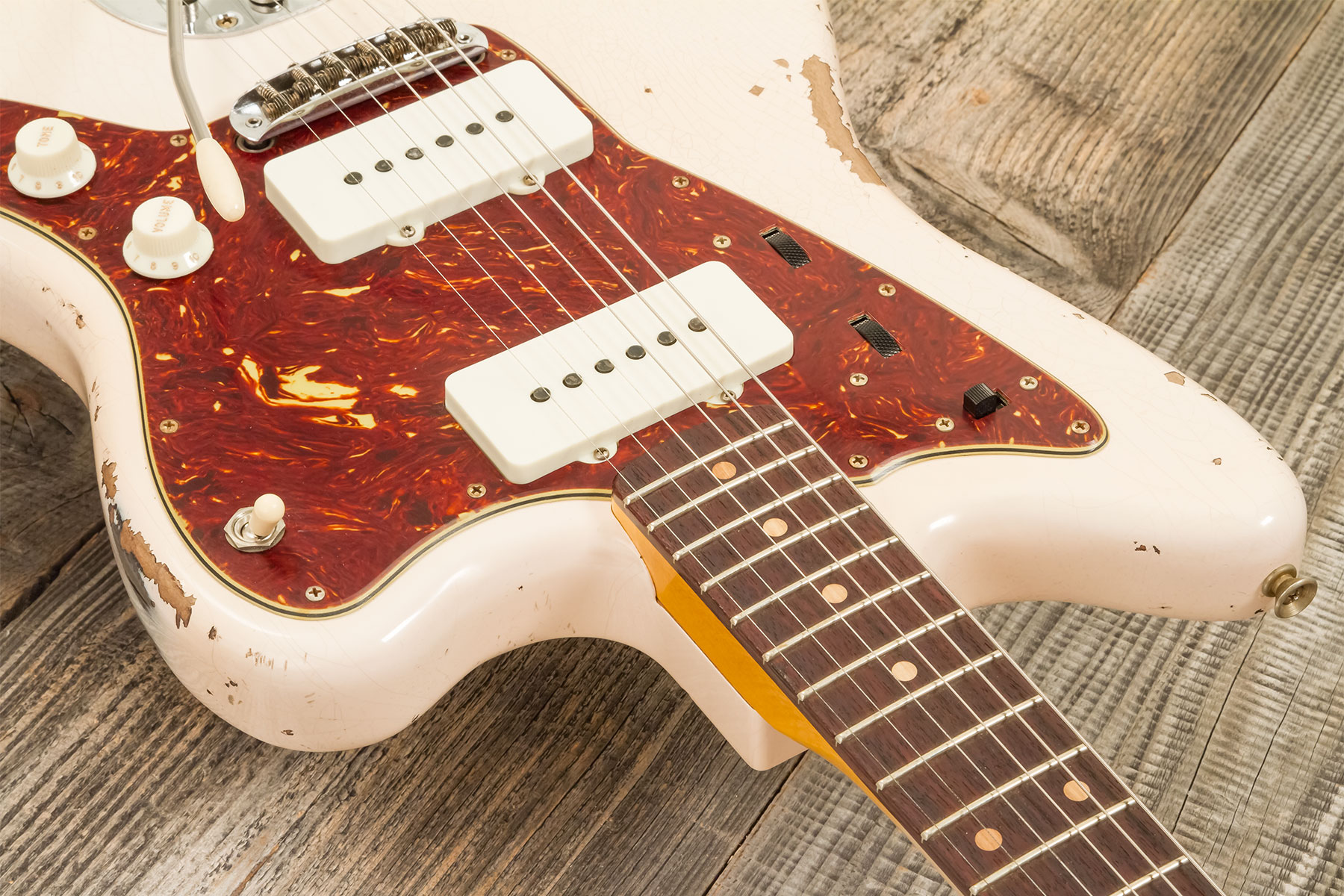 Fender Custom Shop Jazzmaster 1962 2s Trem Rw #r133709 - Heavy Relic Shell Pink O. 3-color Sunburst - Retro-rock elektrische gitaar - Variation 5
