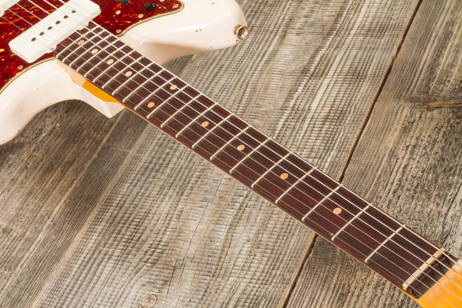 Fender Custom Shop Jazzmaster 1962 2s Trem Rw #r133709 - Heavy Relic Shell Pink O. 3-color Sunburst - Retro-rock elektrische gitaar - Variation 6