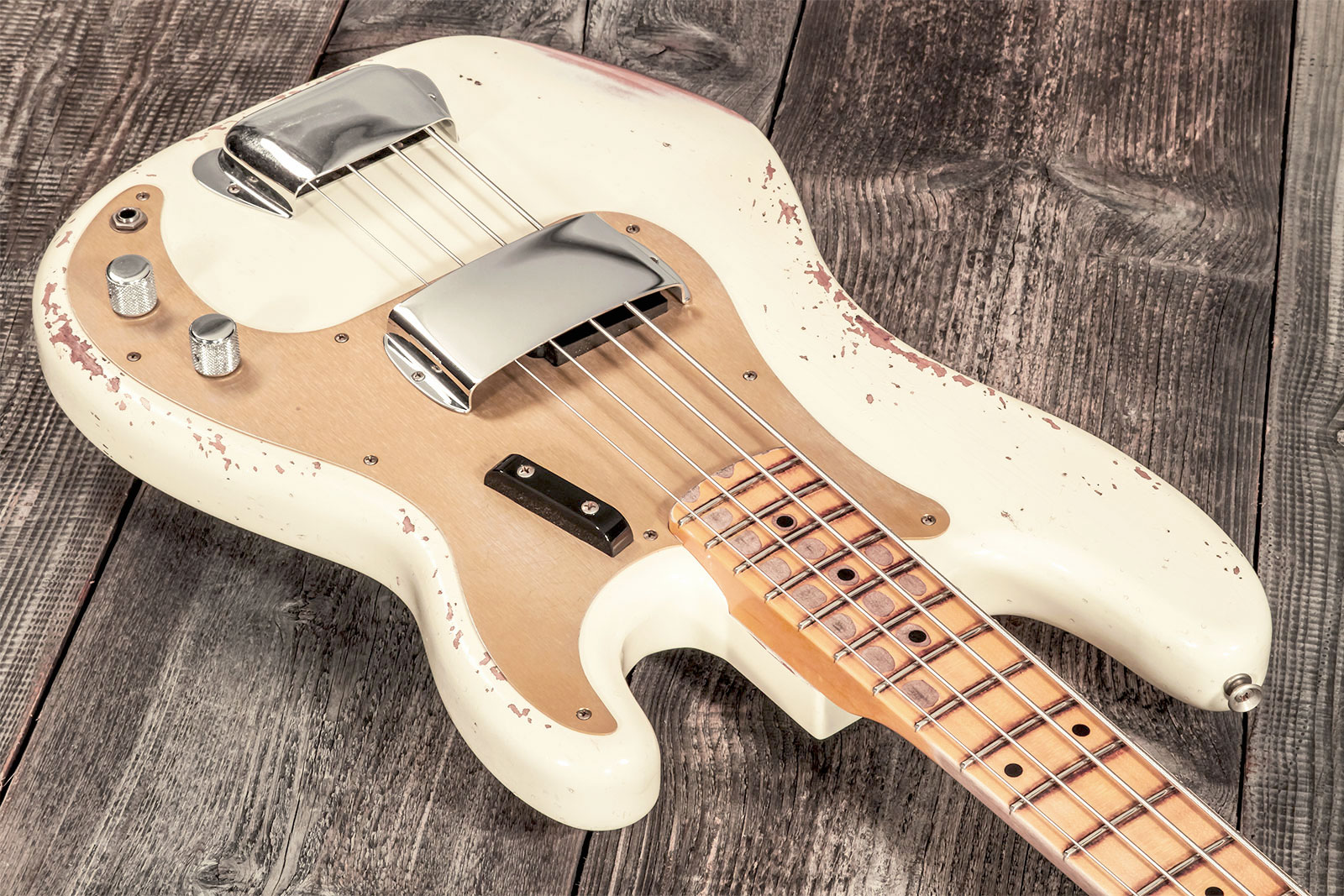 Fender Custom Shop Precision Bass 1958 Mn #cz569181 - Heavy Relic Vintage White - Solid body elektrische bas - Variation 2