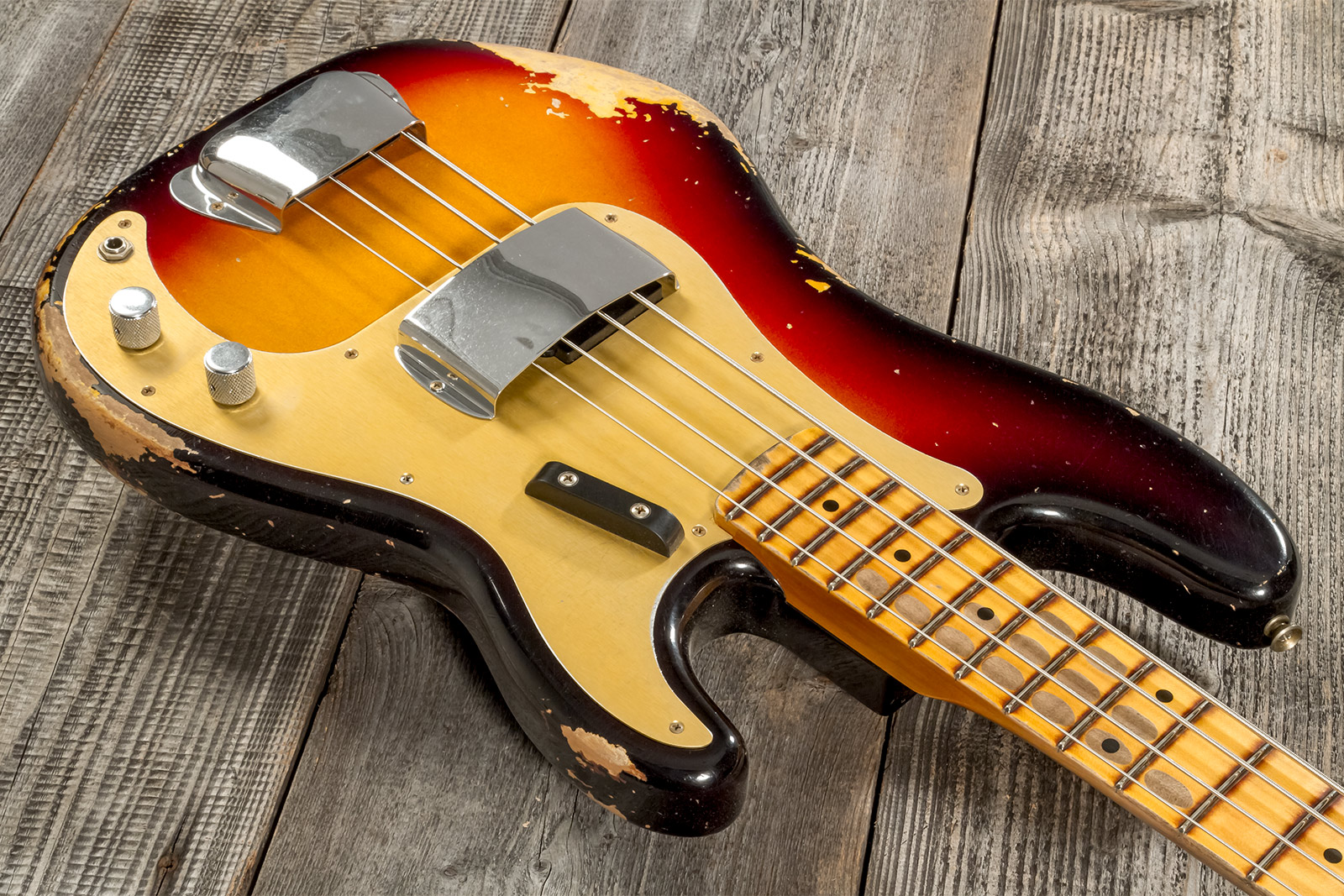 Fender Custom Shop Precision Bass 1958 Mn #cz573256 - Heavy Relic 3-color Sunburst - Solid body elektrische bas - Variation 2