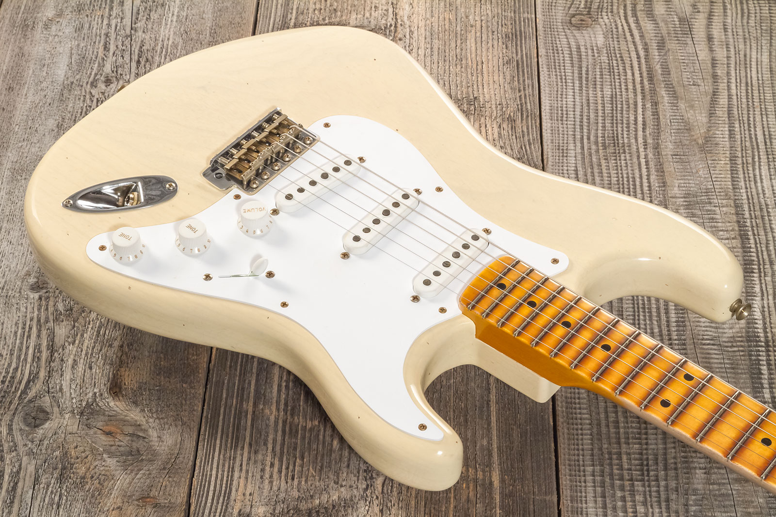 Fender Custom Shop Strat 1954 70th Anniv. 3s Trem Mn #xn4159 - Journeyman Relic Vintage Blonde - Elektrische gitaar in Str-vorm - Variation 2
