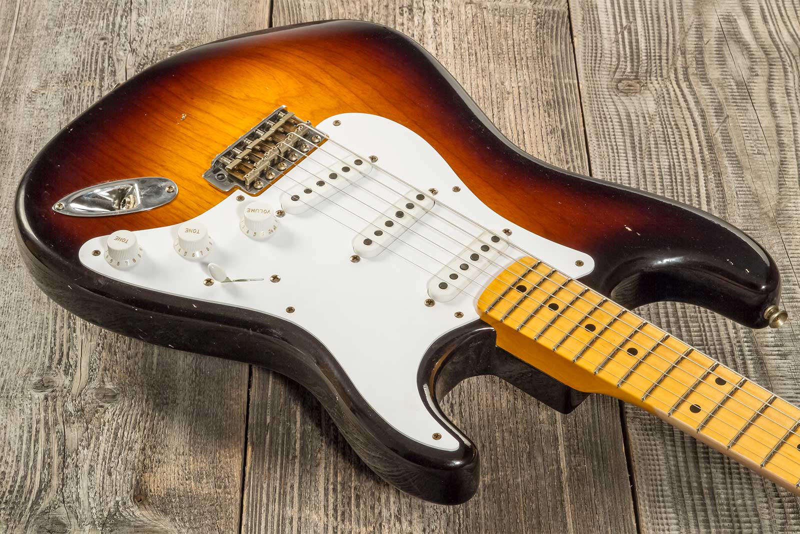 Fender Custom Shop Strat 1954 70th Anniv. 3s Trem Mn #xn4199 - Journeyman Relic Wide-fade 2-color Sunburst - Elektrische gitaar in Str-vorm - Variatio